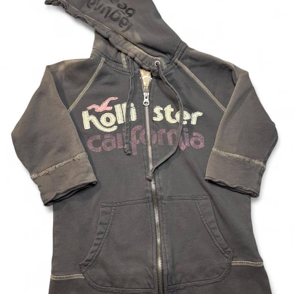Hollister Pacific Merchants Medium Y2K Sun-Faded Cali Zip Hoodie Grunge Mallcore